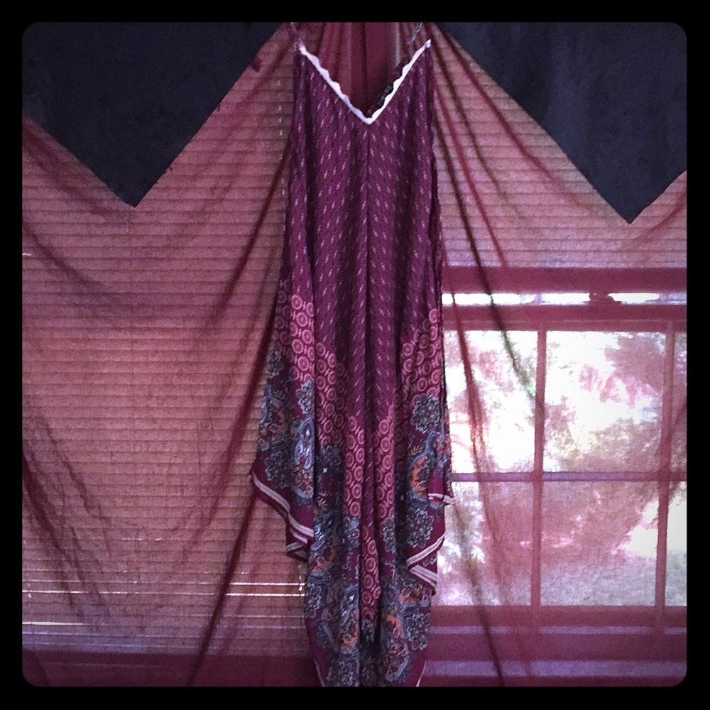 Scarf dress thin strapped half calf length